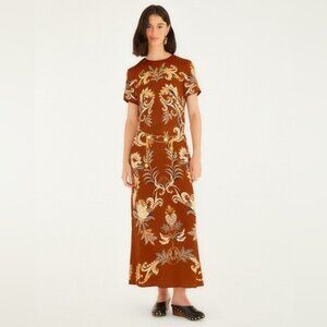 FR: Orange Arabesque Paradise Viscose MaxiDress